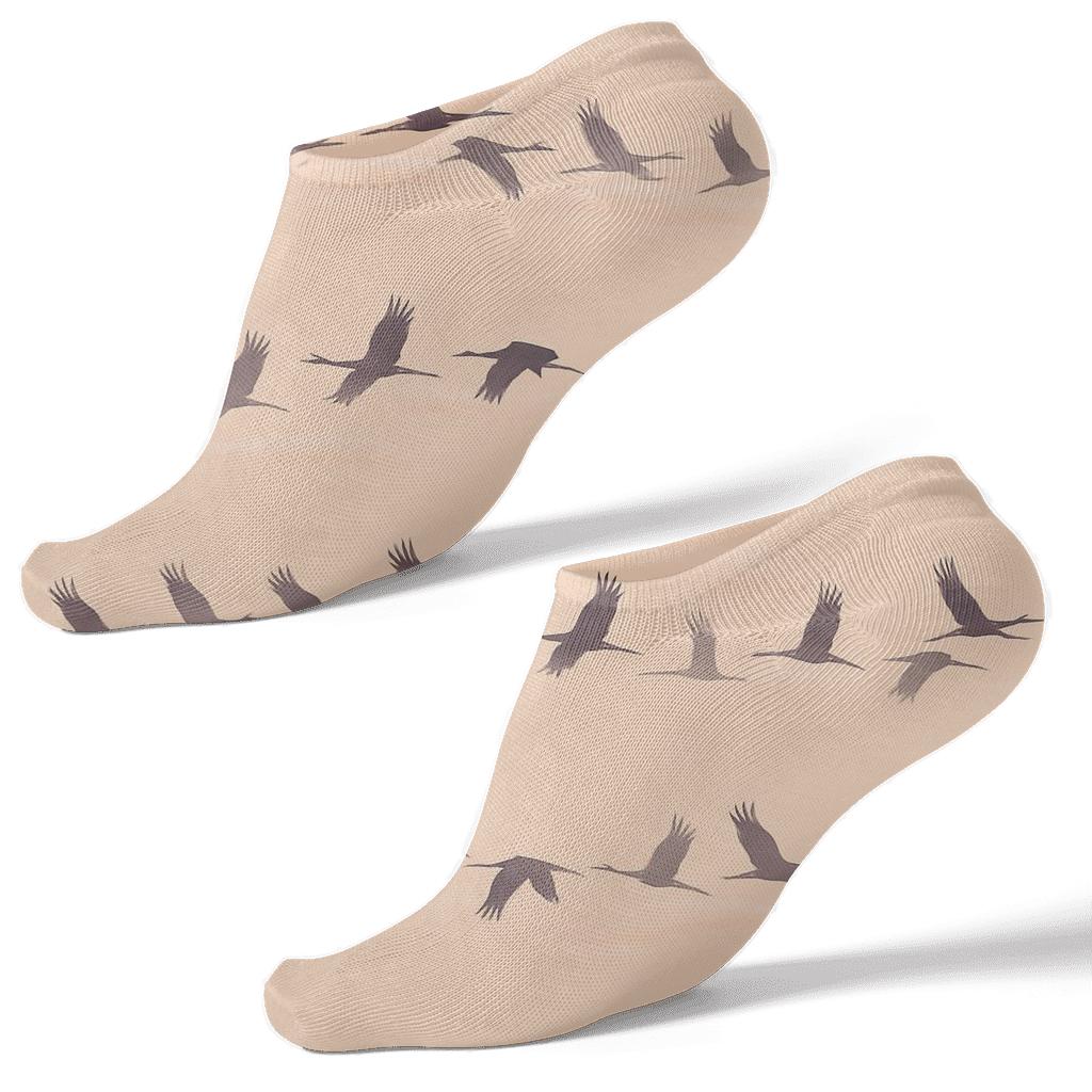 Cranes Skyline Silhouette Gradient On Dawn Peach personalized ankle socks