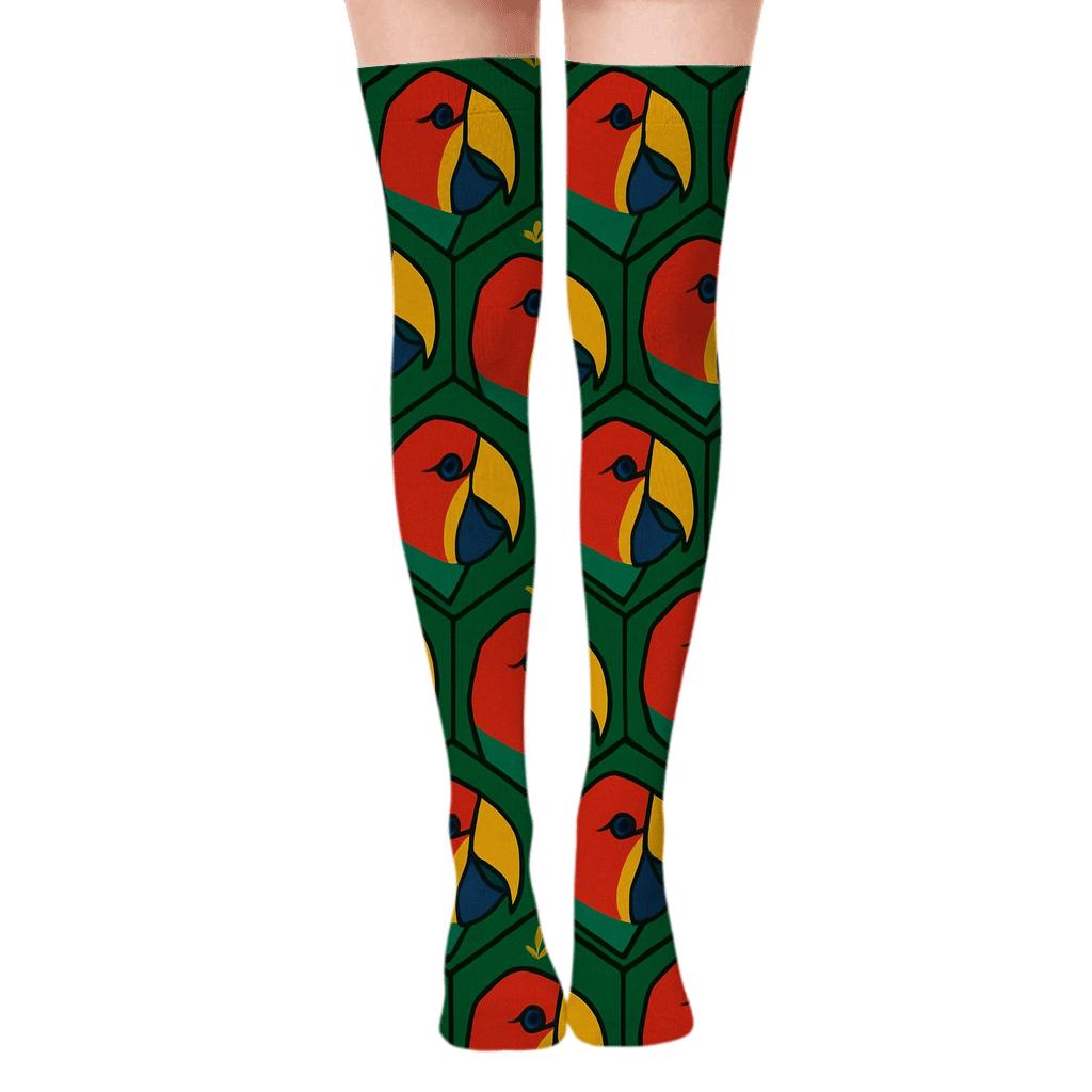 Parrot Beak Hex Cluster On Jungle Green custom over-the-knee socks
