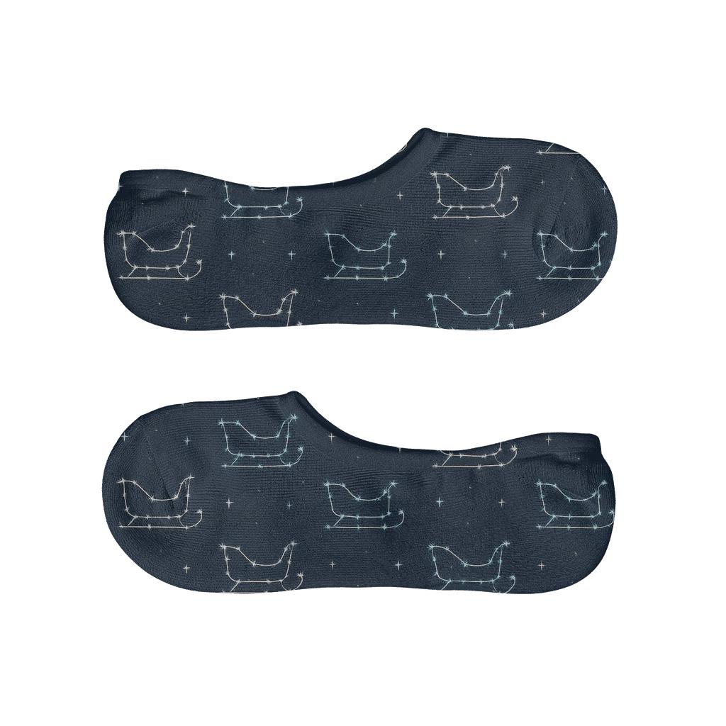 Sleigh Silhouette Constellation Grid On Midnight Blue custom no-show socks