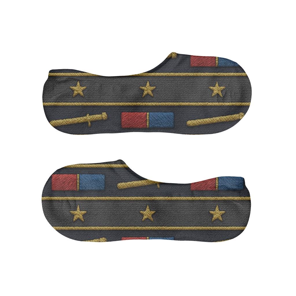Midnight Siren Bands With Police Officer Motifs designer print no-show socks