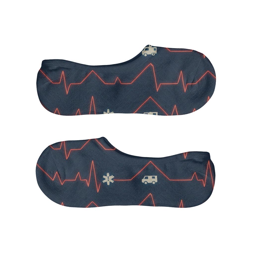 Heartbeat Chevron With Paramedic Rhythm personalized no-show socks
