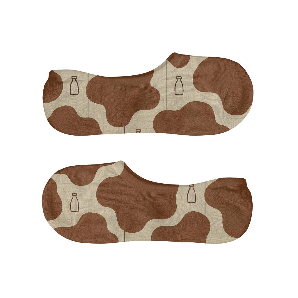 Cream Barn Door Cow Blotch Panels trendy no-show sock styles