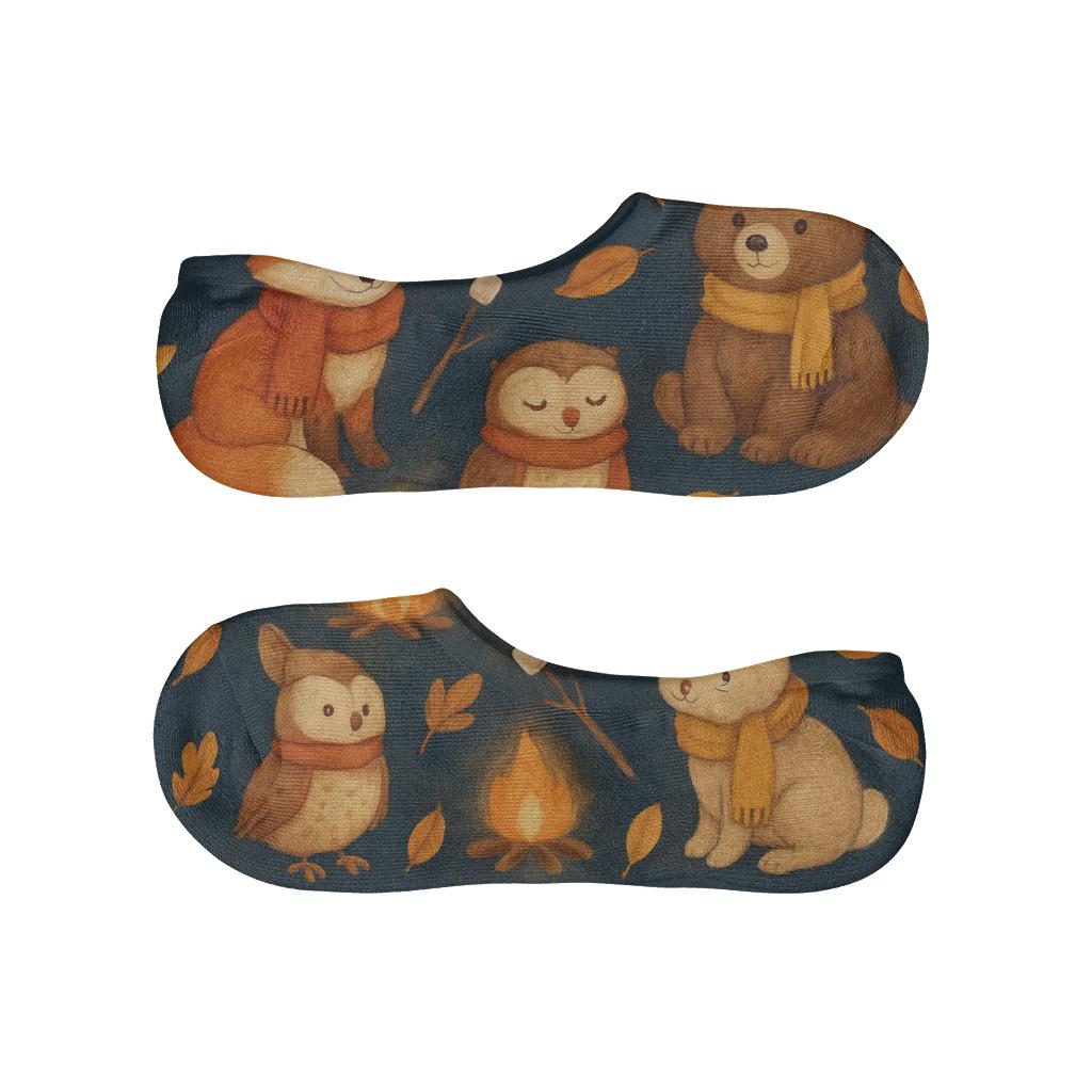 Whimsical Woodland Campfire Scatter anti-slip no-show socks