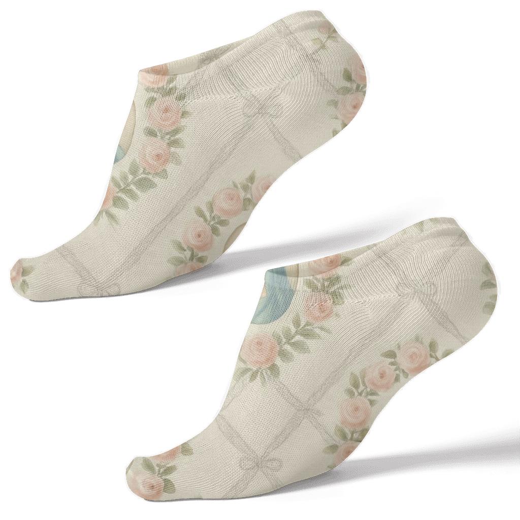 Mary Cameo Garden Lattice On Linen Cream comfortable cotton ankle socks