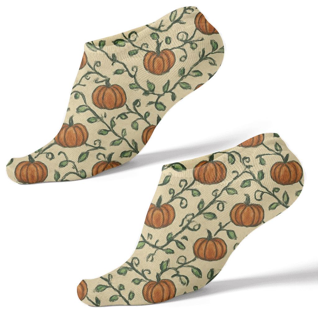 Pumpkin Patch Chevron Wave designer print ankle socks