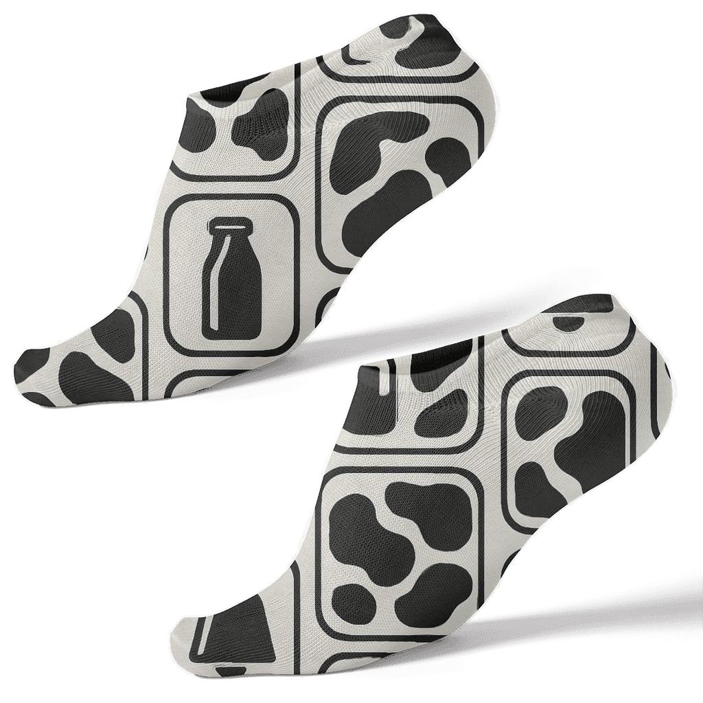 Retro Dairy Label Spot Grid premium sports ankle socks
