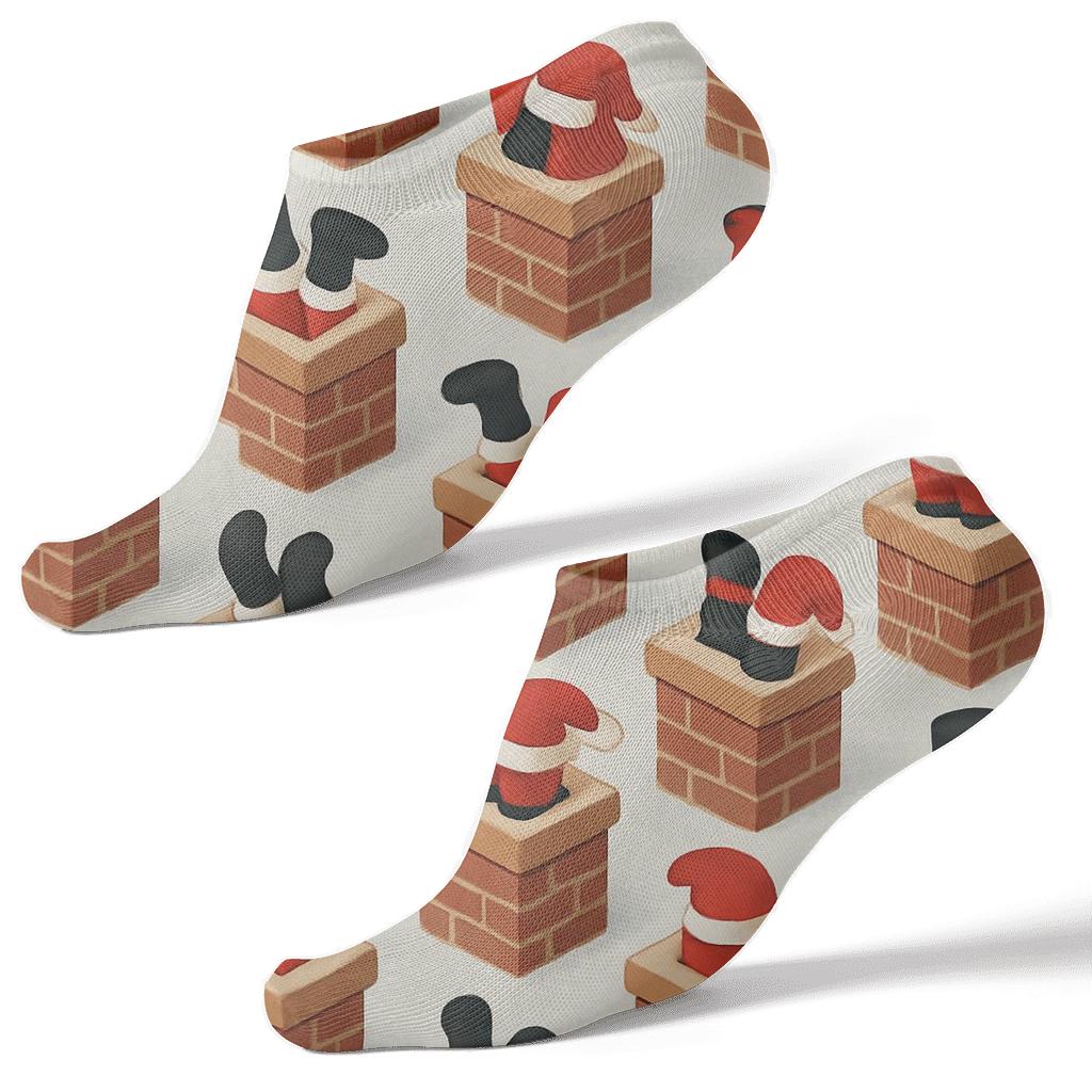 Chimney Grid With Santa Escape trendy patterned ankle socks