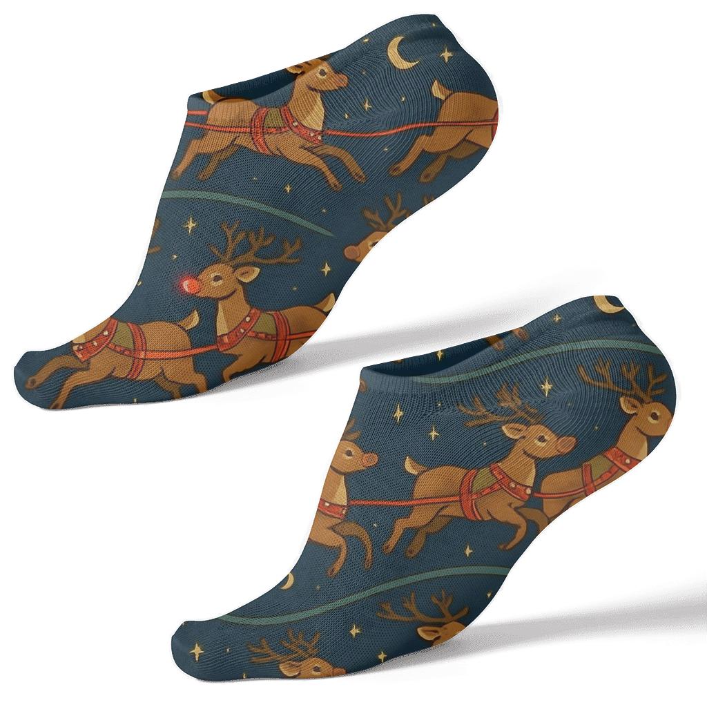 Midnight Sleigh Wave Rudolph Edition soft everyday ankle socks