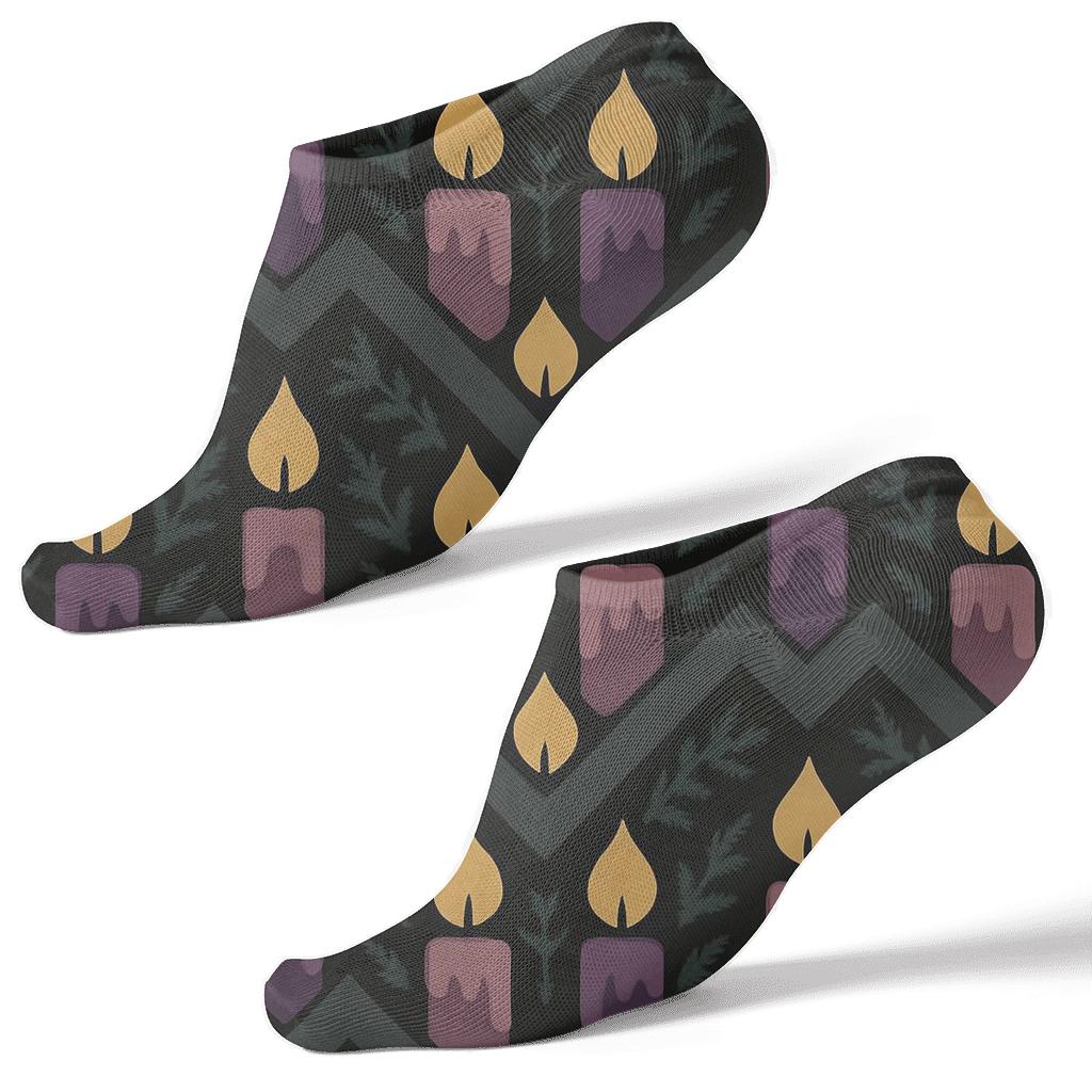 Golden Flame Chevron For Advent Candles designer print ankle socks