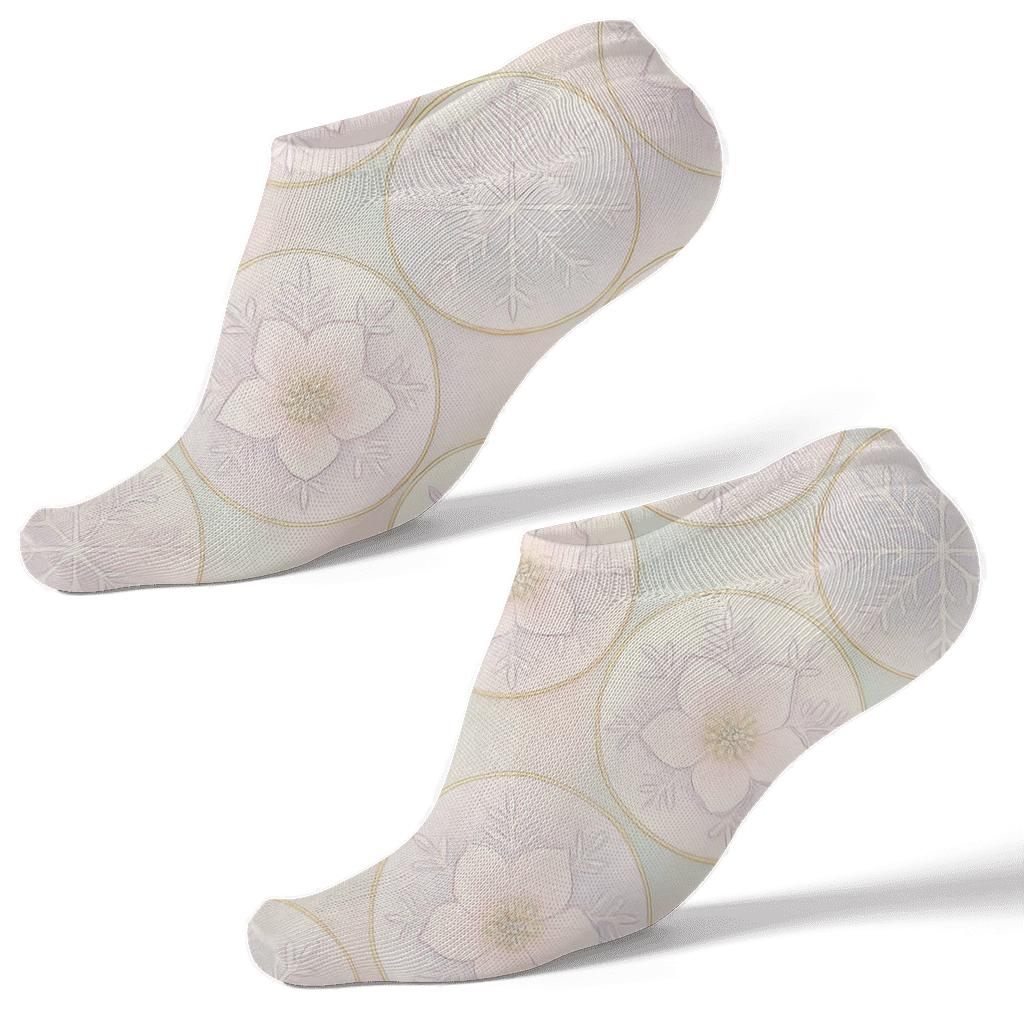 Pastel Christmas Rose Snowflake Medallions soft everyday ankle socks