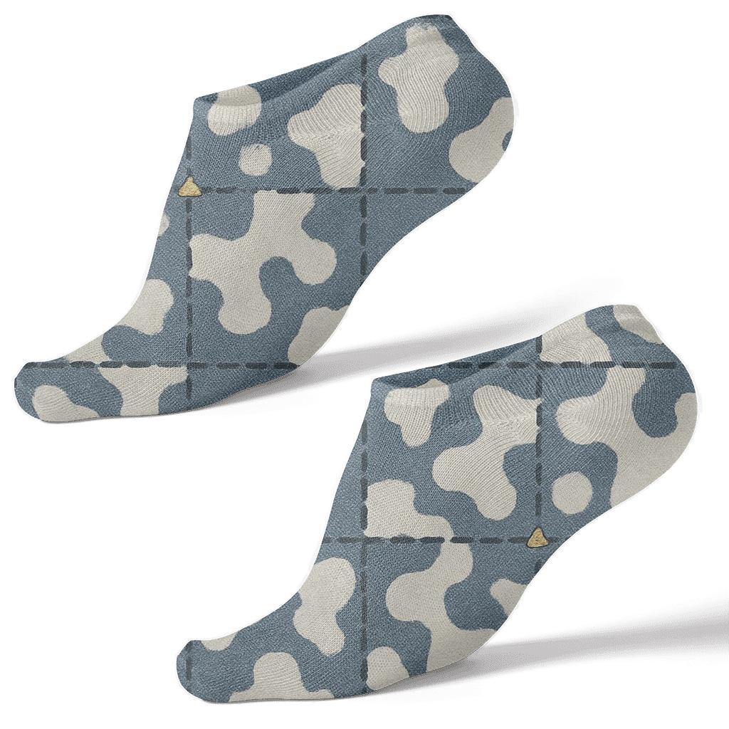 Denim Patchwork Cowbell Lattice stylish athletic ankle socks