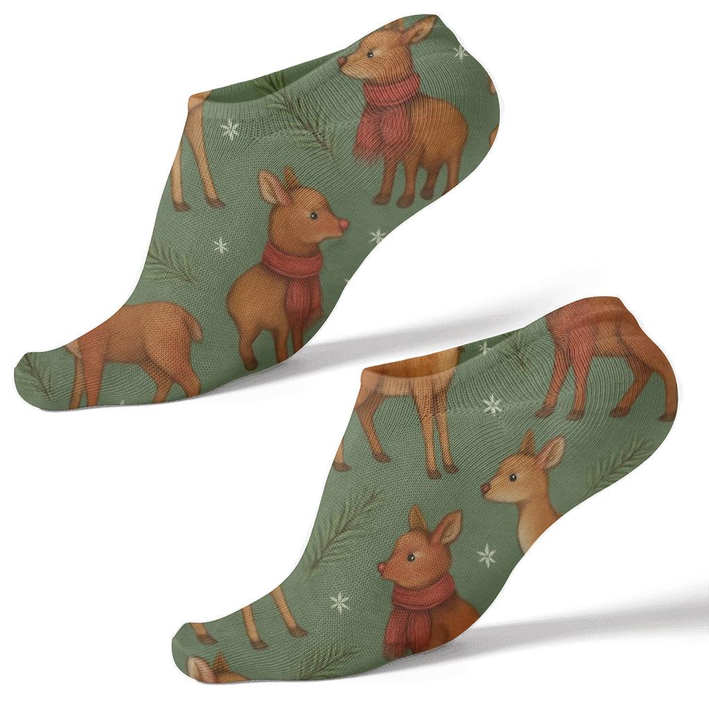Pine Forest Fawn Chevron With Rudolph Accents stylish athletic ankle socks