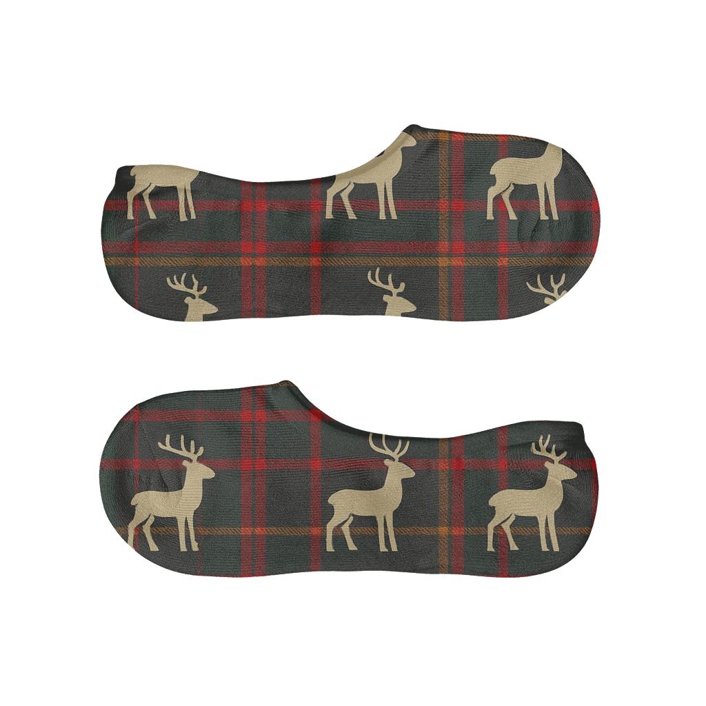 Plaid Reindeer Silhouette Xmas Collection anti-slip no-show socks