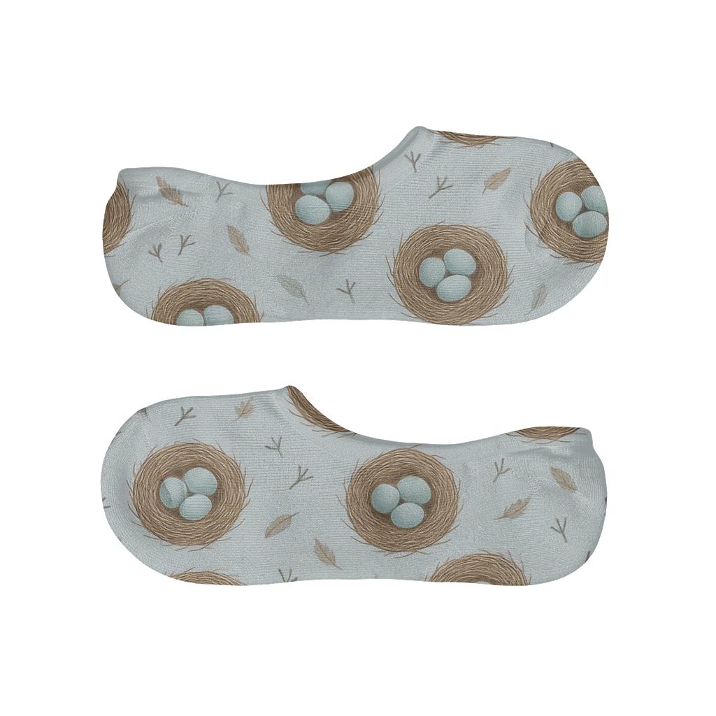 Robin Nest Ring Scatter On Soft Sky anti-slip no-show socks