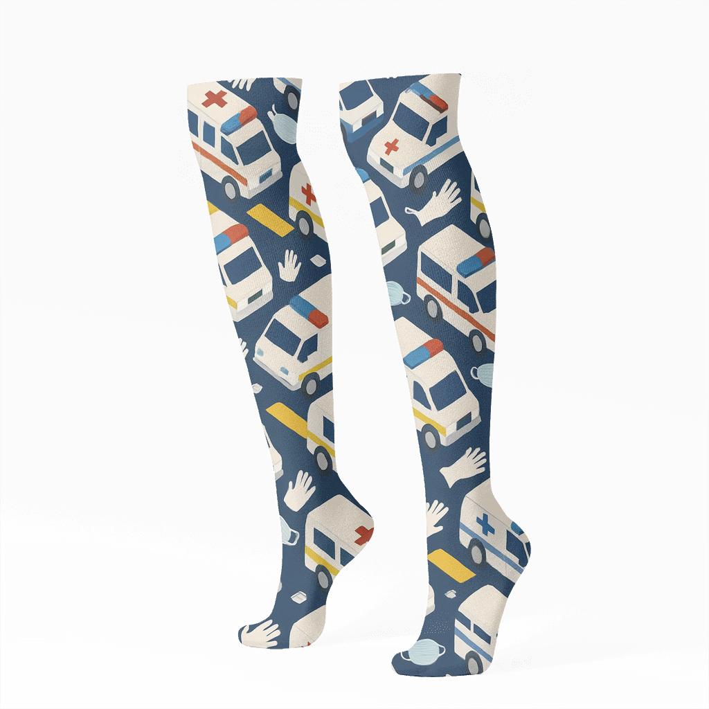 Night Shift Siren Tessellation Paramedic personalized knee-high socks