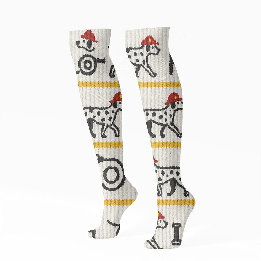 Dalmatian Stripe Parade Fire Fighter Edition unique graphic knee-high socks