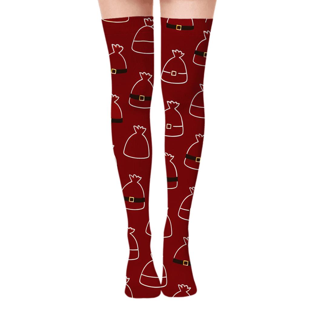 Toy Sack Silhouette Pattern Santa Edition trendy patterned over-the-knee socks
