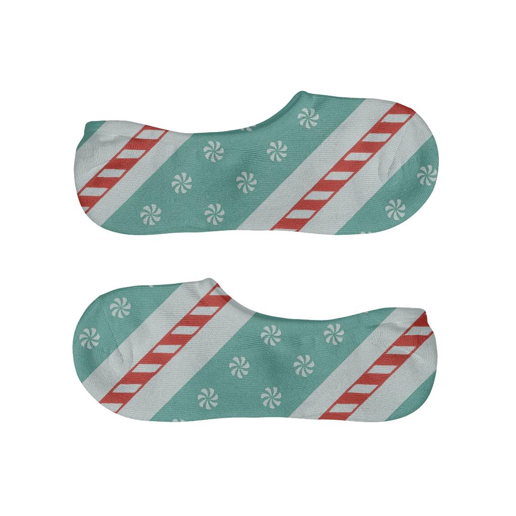 Frostline Diagonals Candy Canes-Striped Bands breathable seamless no-show sockscustom no-show socks
