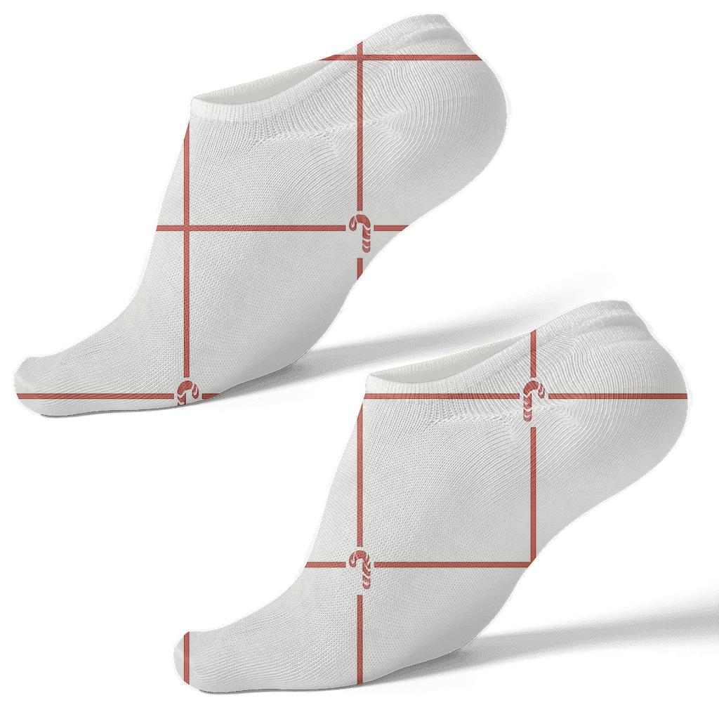 Peppermint Windowpanes With Candy Canes Crossbars custom ankle socks