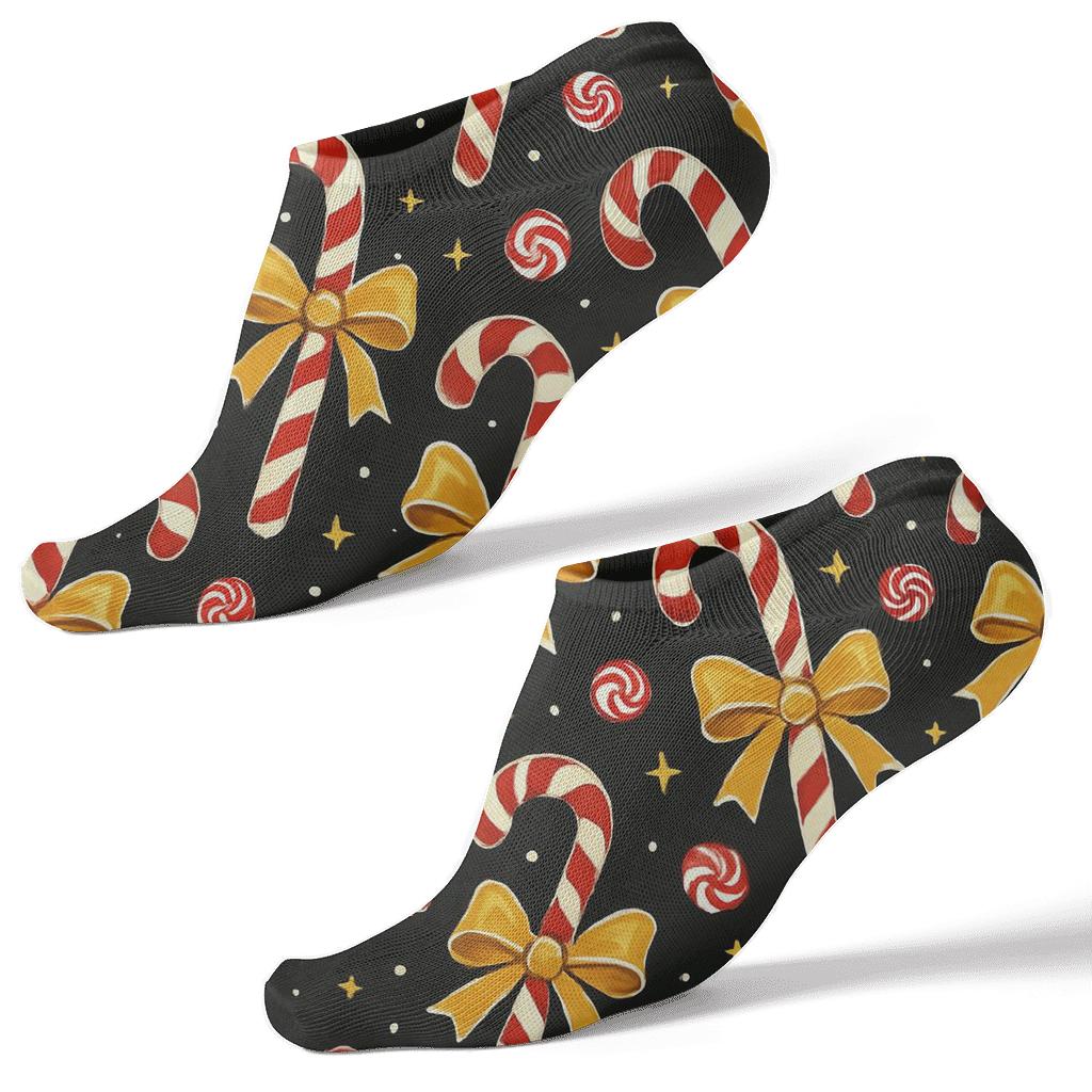 Twinkling Ribbon Scatter, Candy Canes Constellation premium sports ankle socks