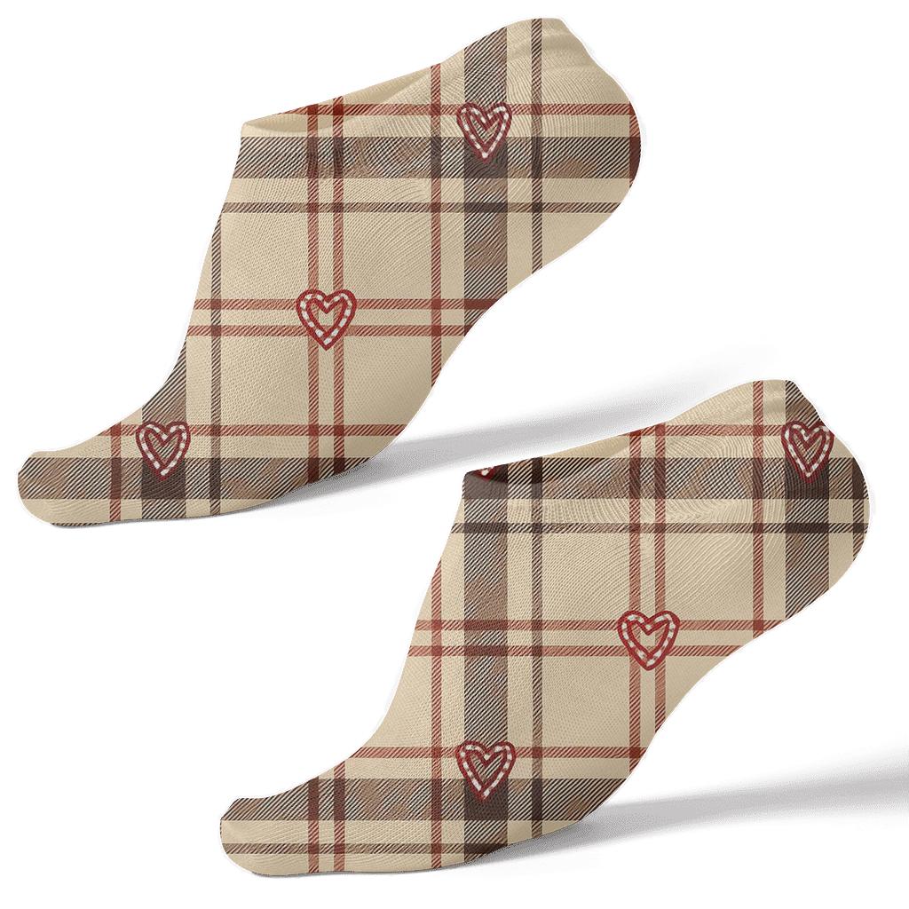 Cozy Cocoa Plaid Candy Canes Accent Edition personalized ankle socks