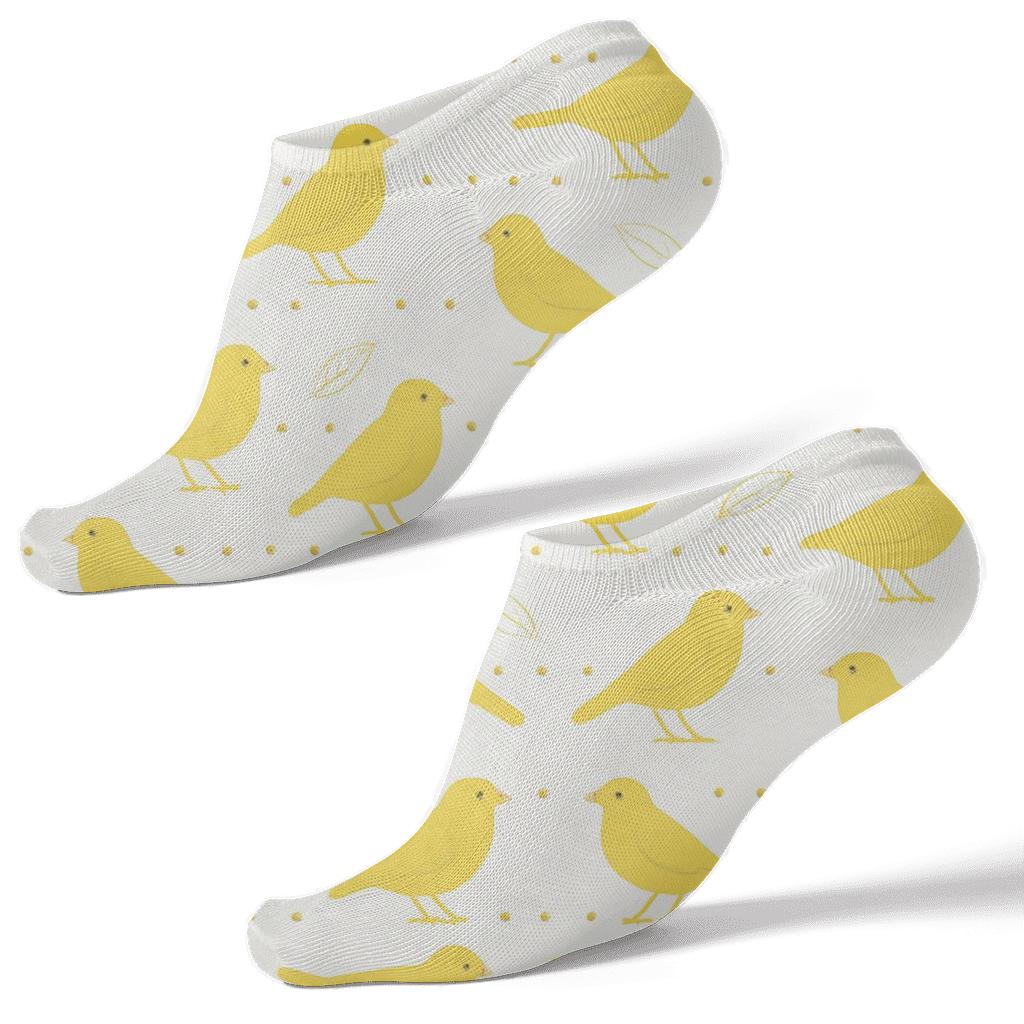 Canary Song Line Dots On White soft everyday ankle socks