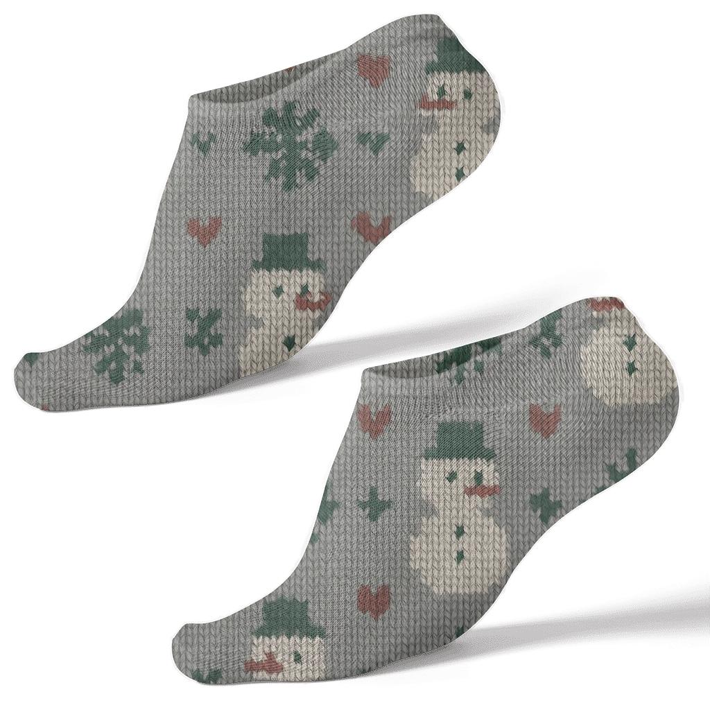 Cozy Knitted Snowman Holiday Rows comfortable cotton ankle socks