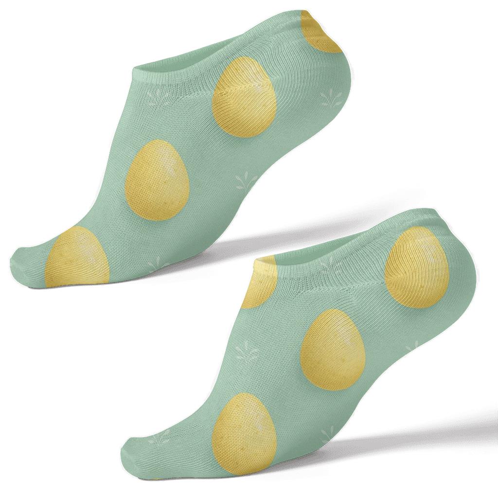 Canary Egg Polka On Pastel Mint personalized ankle socks