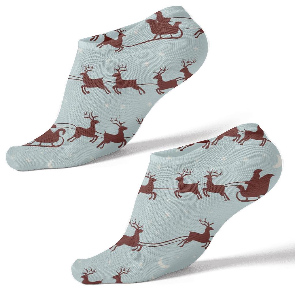Santa Sleigh Trail Holiday Silhouette personalized ankle socks