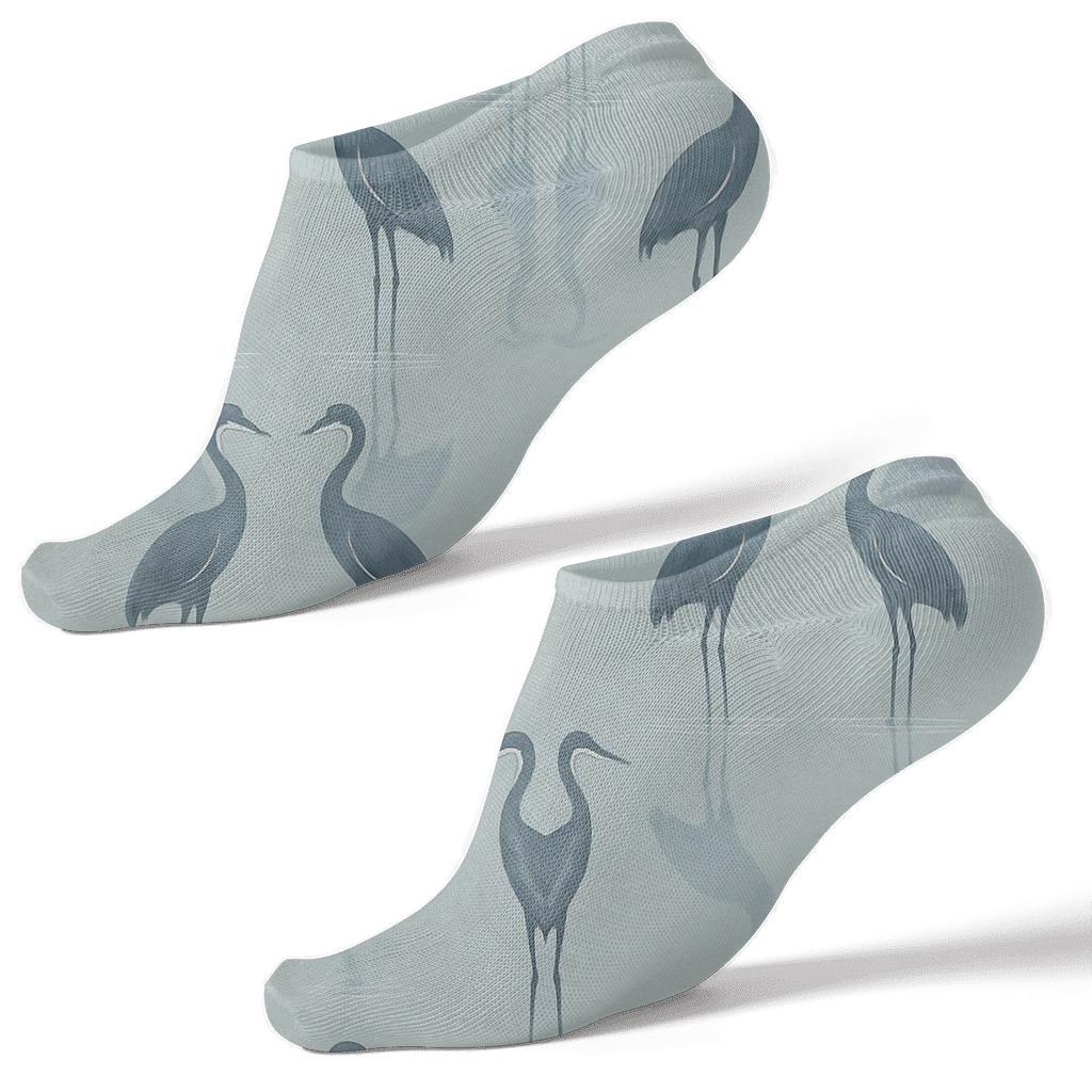 Crane Marsh Reflection Bands On Pale Blue Gray stylish athletic ankle socks