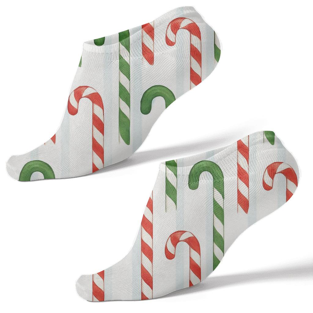 Candy Cane Forest Holiday Stripe Illusion comfortable cotton ankle socks