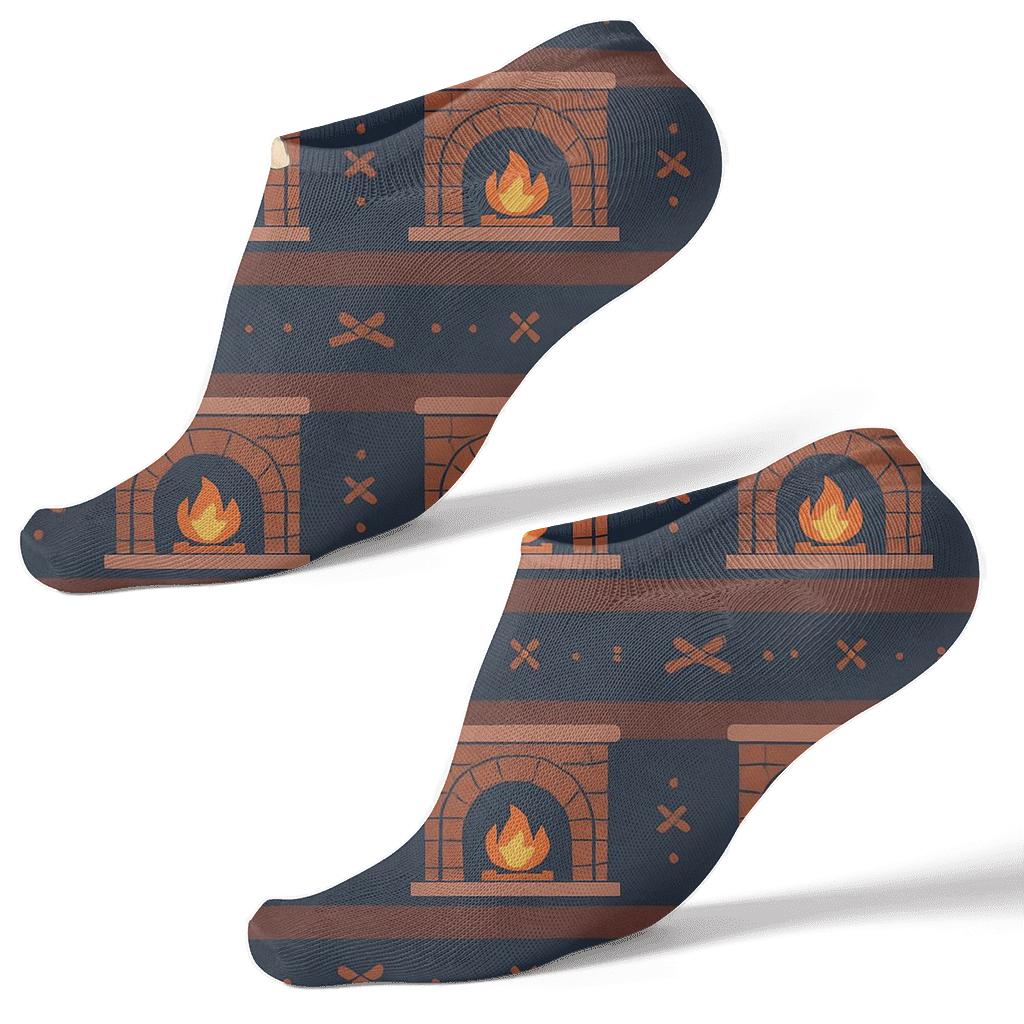 Midnight Holiday Fireplace Icon Stripe unique graphic ankle socks