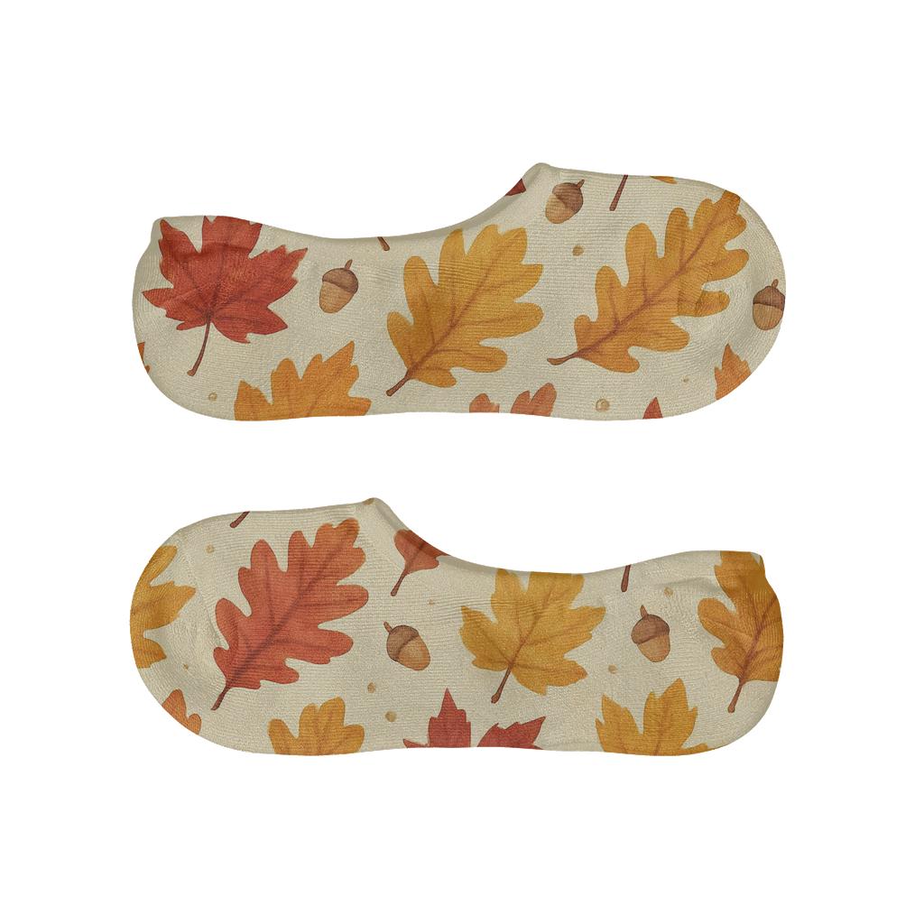 Burnt Orange Leaf Drift Grid soft cotton no-show socks