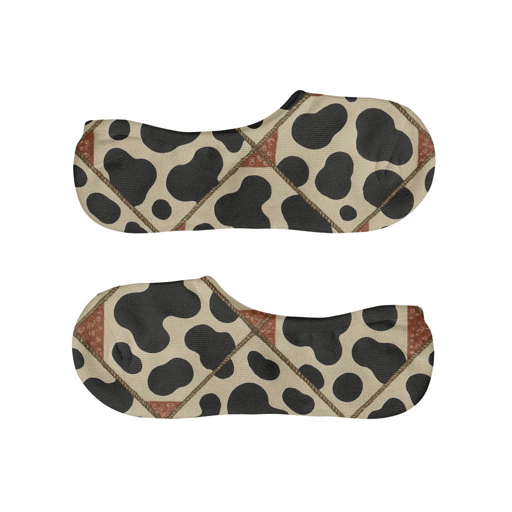 Bandana Lattice Cow Spot Patchwork anti-slip no-show socks
