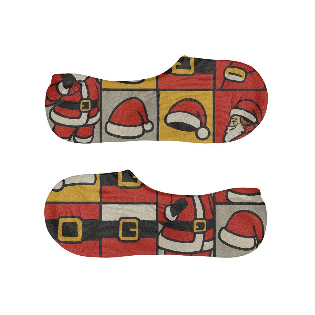 Toy-Sack Santa-Collage Pop Blocks custom no-show socks