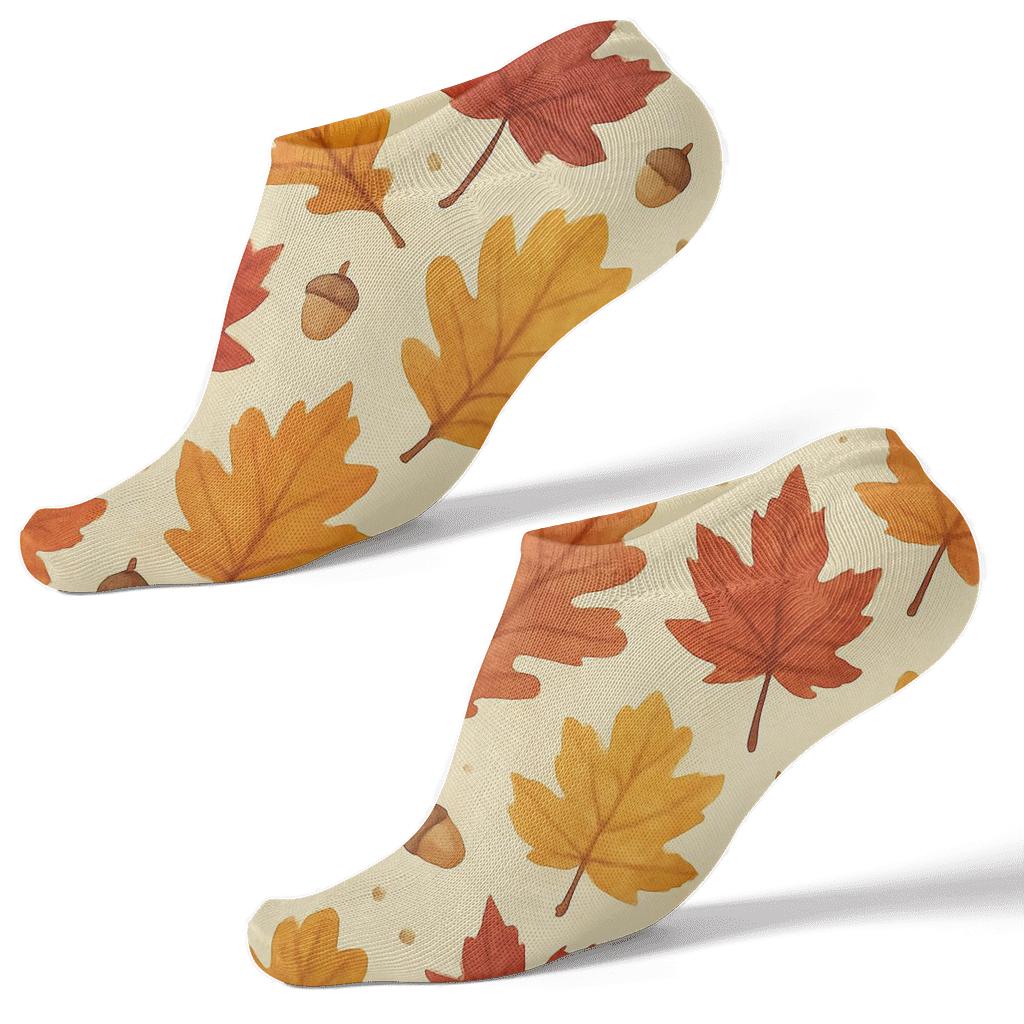 Burnt Orange Leaf Drift Grid unique graphic ankle socks