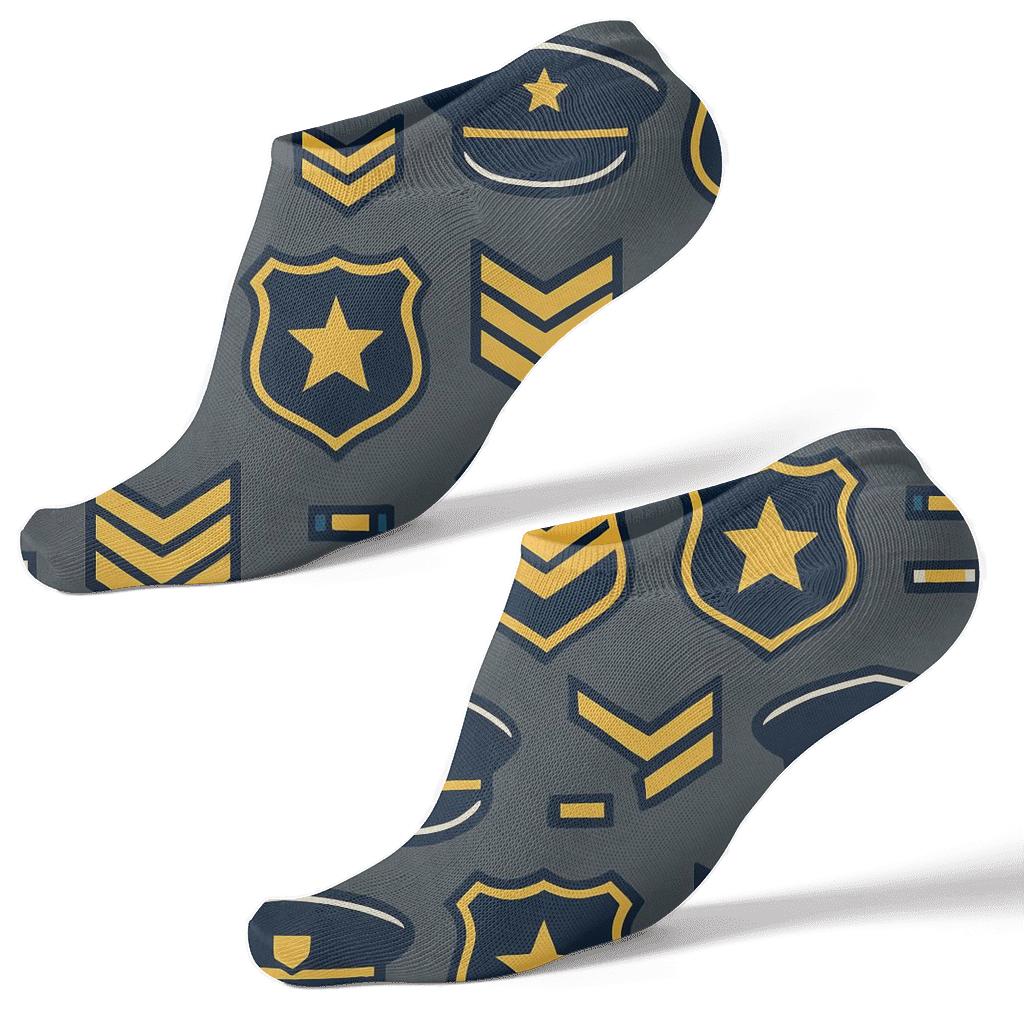 Police Officer Night Patrol Badge Grid trendy patterned ankle socks