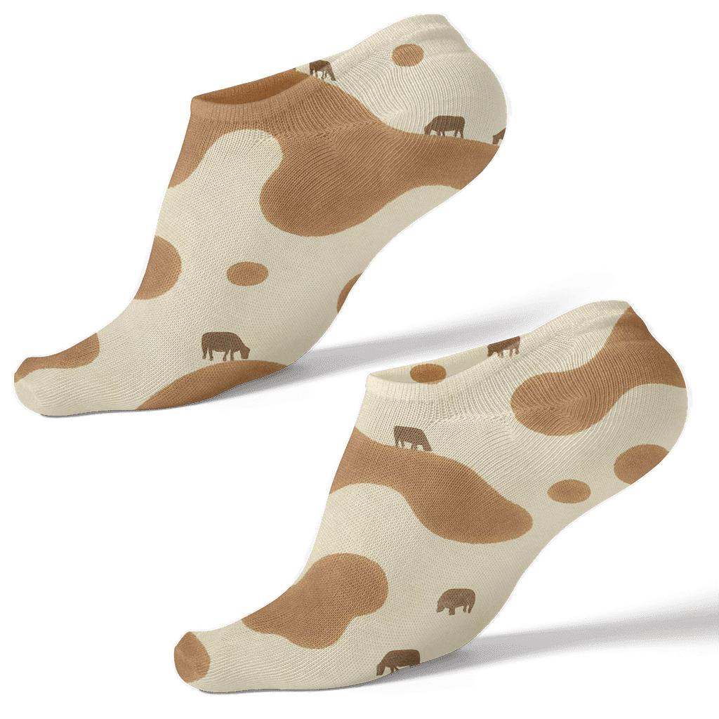 Pasture Silhouette Cow Spot Meadow comfortable cotton ankle socks