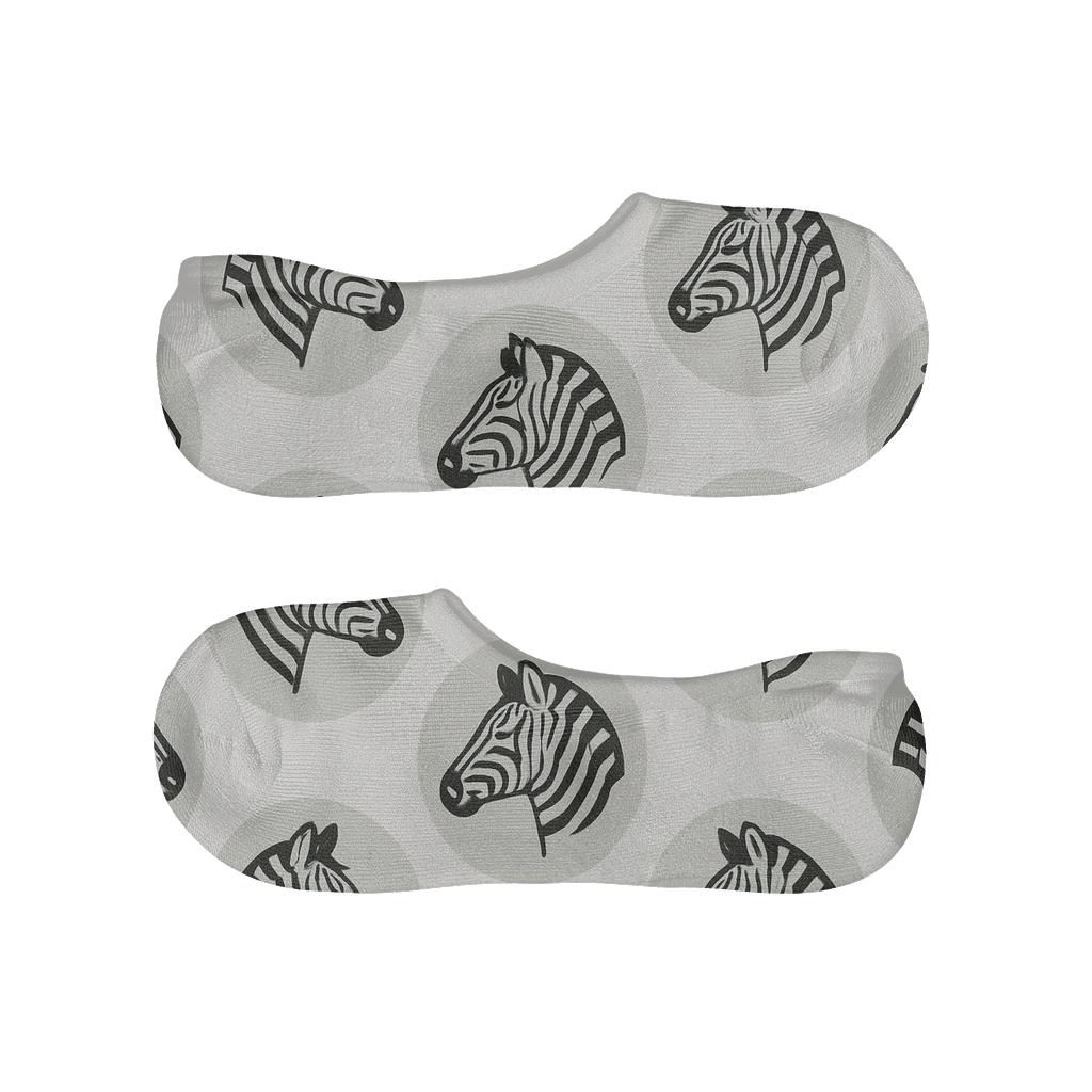 Minimalist Zebra Head Cameo Repeat personalized no-show socks