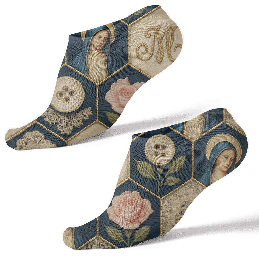 Rose Cloak-Mary Collage Tessellation comfortable cotton ankle socks