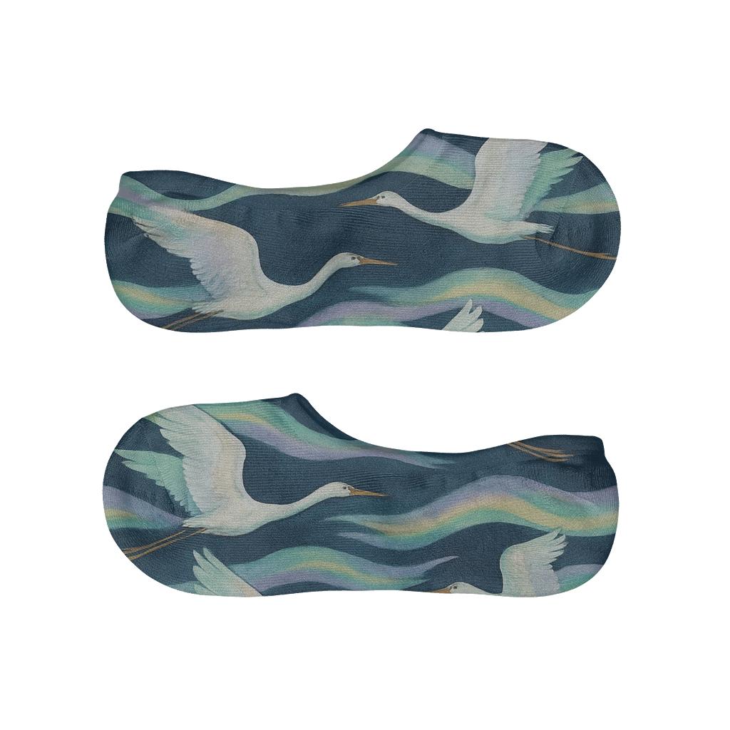 Aurora Crane Ribbon Stripes anti-slip no-show socks
