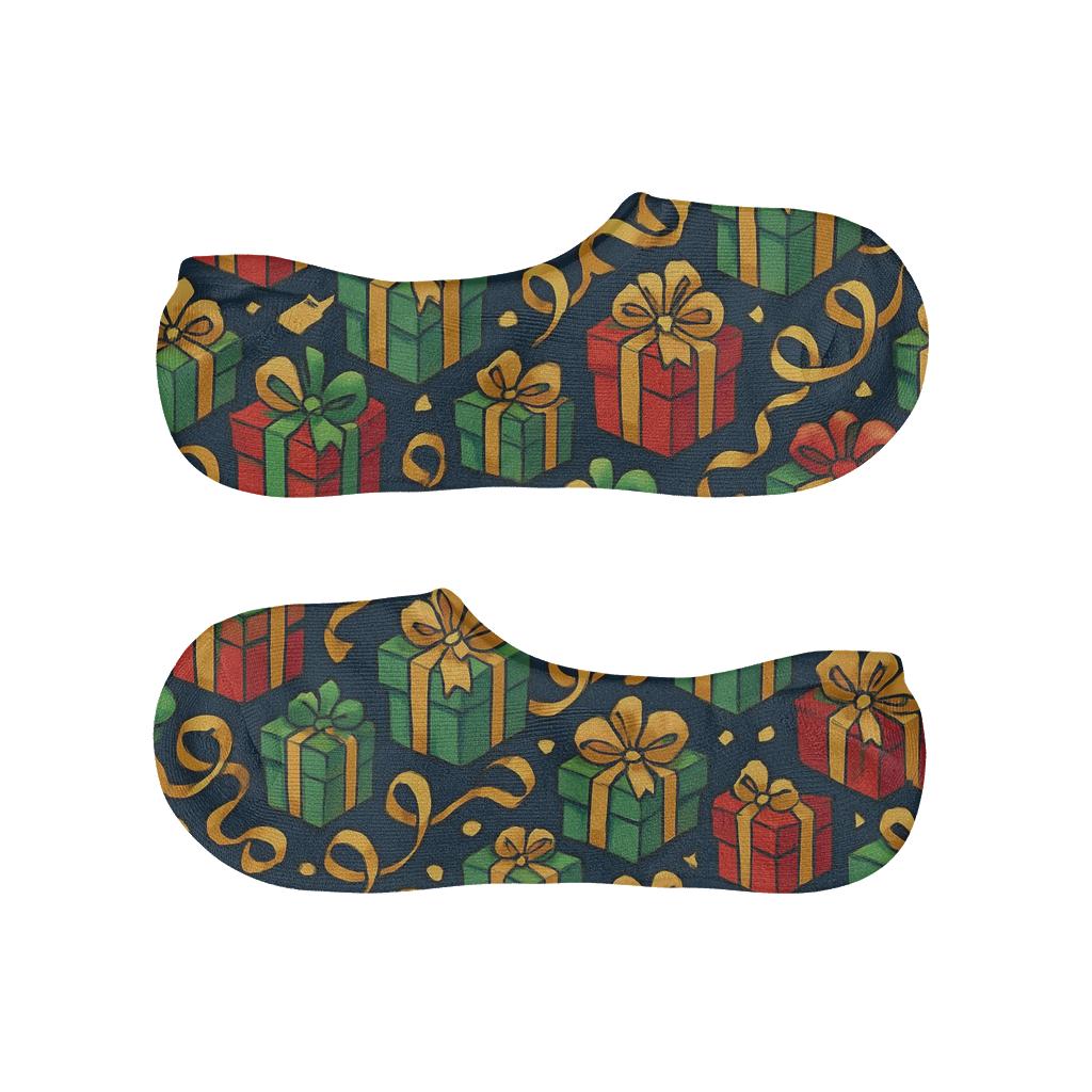 Presents Ribbon Cascade On Midnight Wrap comfortable invisible socks