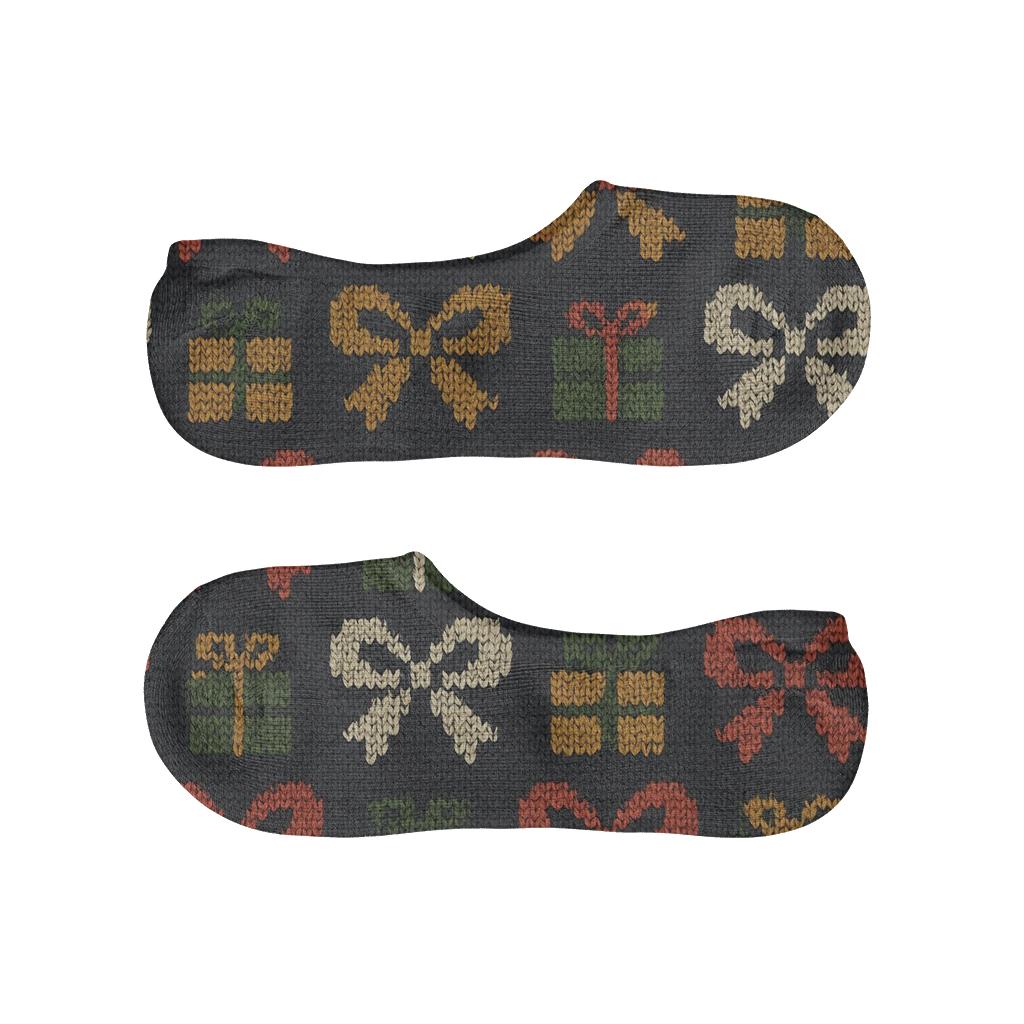 Knit Effect Gift Bows Presents Edition breathable seamless no-show sockscustom no-show socks