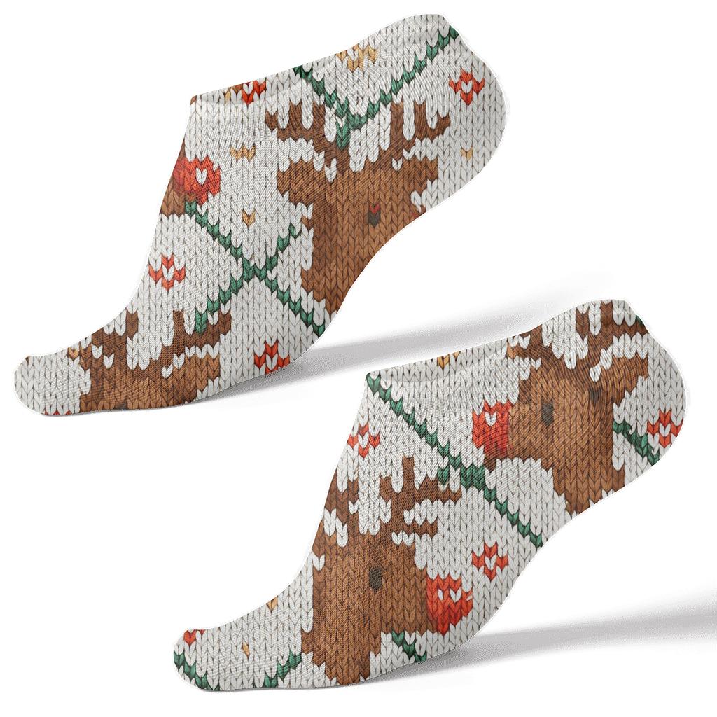 Rudolph Nordic Antler Lattice custom ankle socks