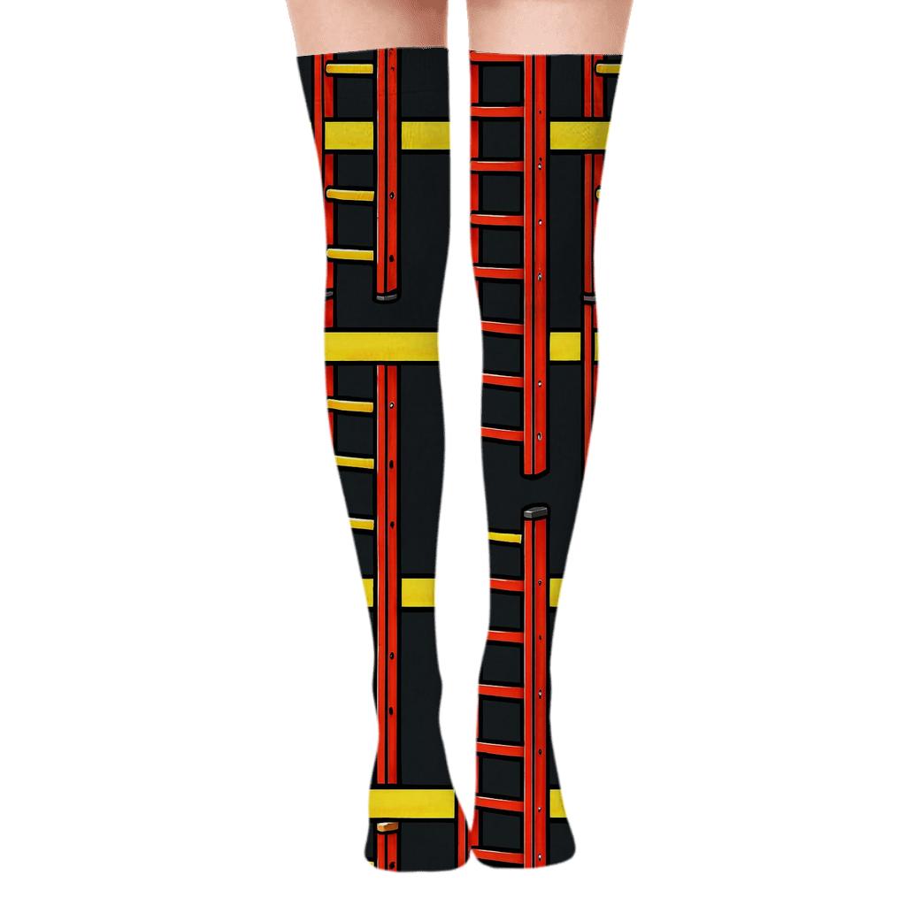 Fire Fighter Ladder Grid On Charcoal custom over-the-knee socks