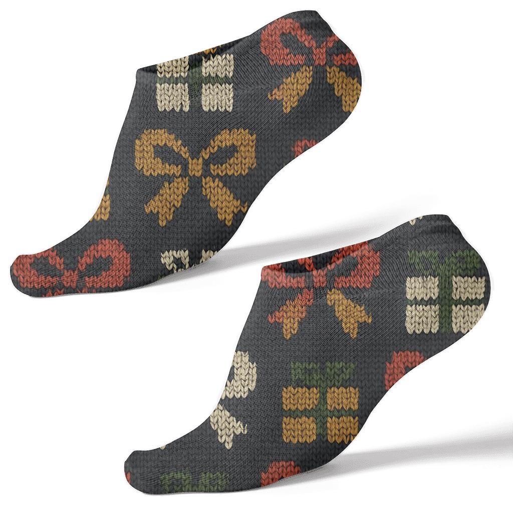 Knit Effect Gift Bows Presents Edition unique graphic ankle socks