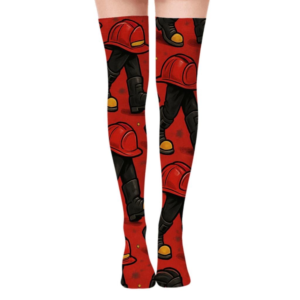Helmet And Boot Parade Fire Fighter Series custom over-the-knee socks