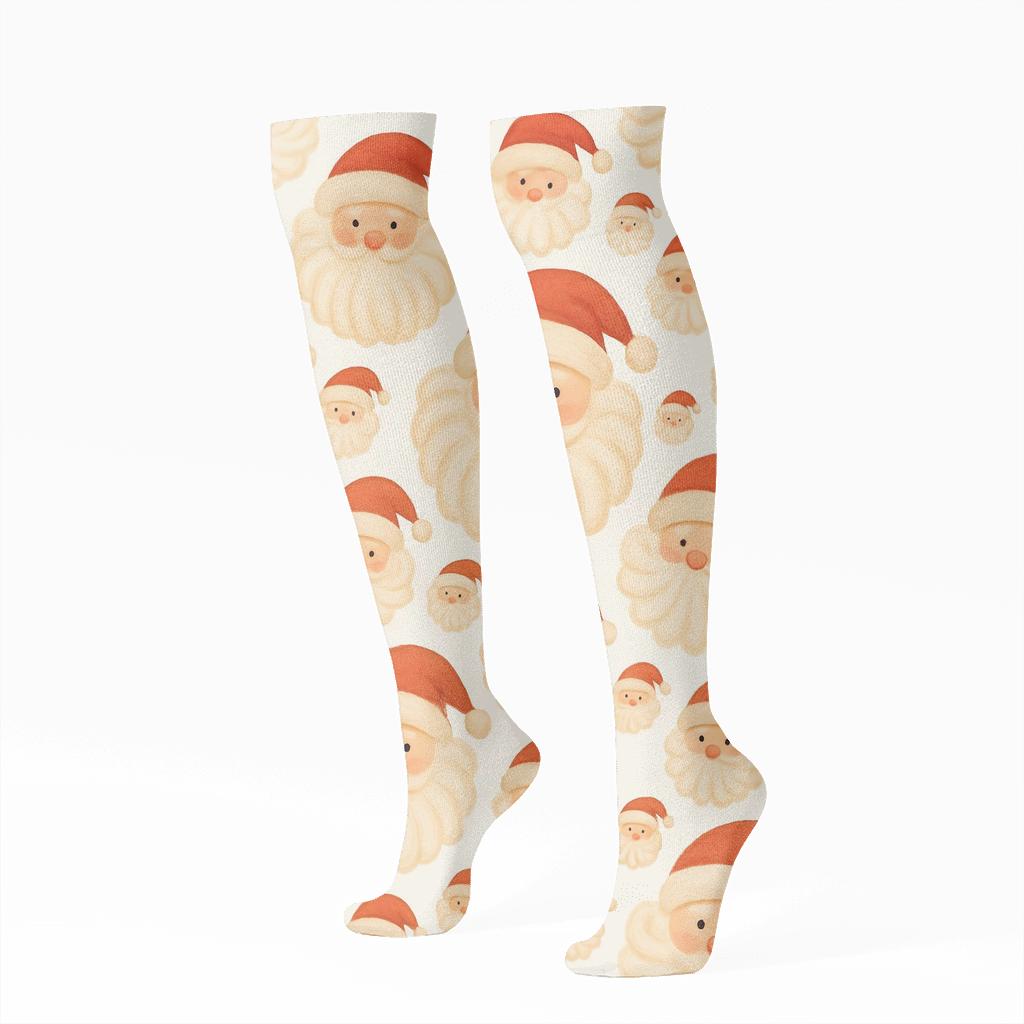 Beard Medallion Rosettes Santa Edition custom knee-high socks
