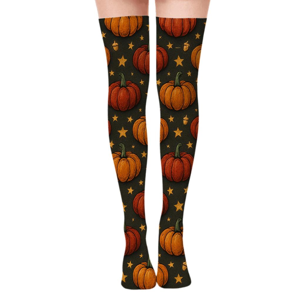 Pumpkin Patch Chevron Glow stylish fashion over-the-knee socks