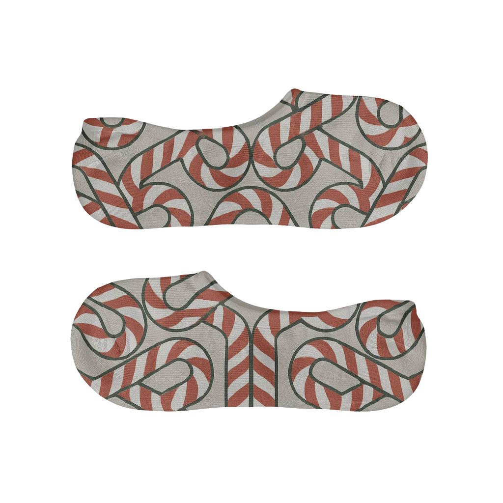 Candy Cane Holiday Kaleidoscope Tessellation soft cotton no-show socks